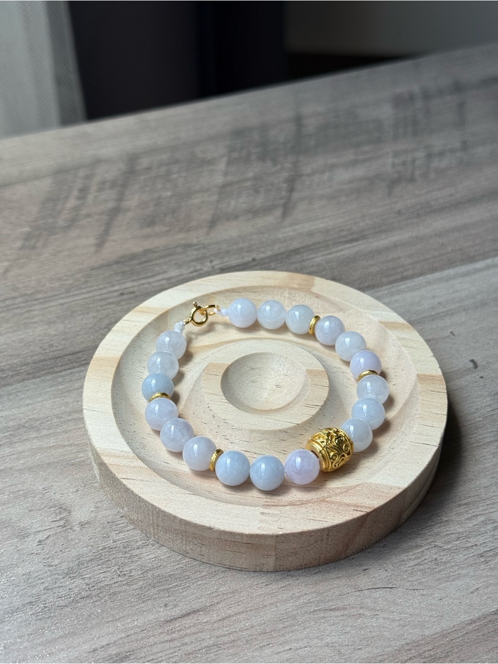 Handcrafted Lavender Jade Bracelet 8.4mm